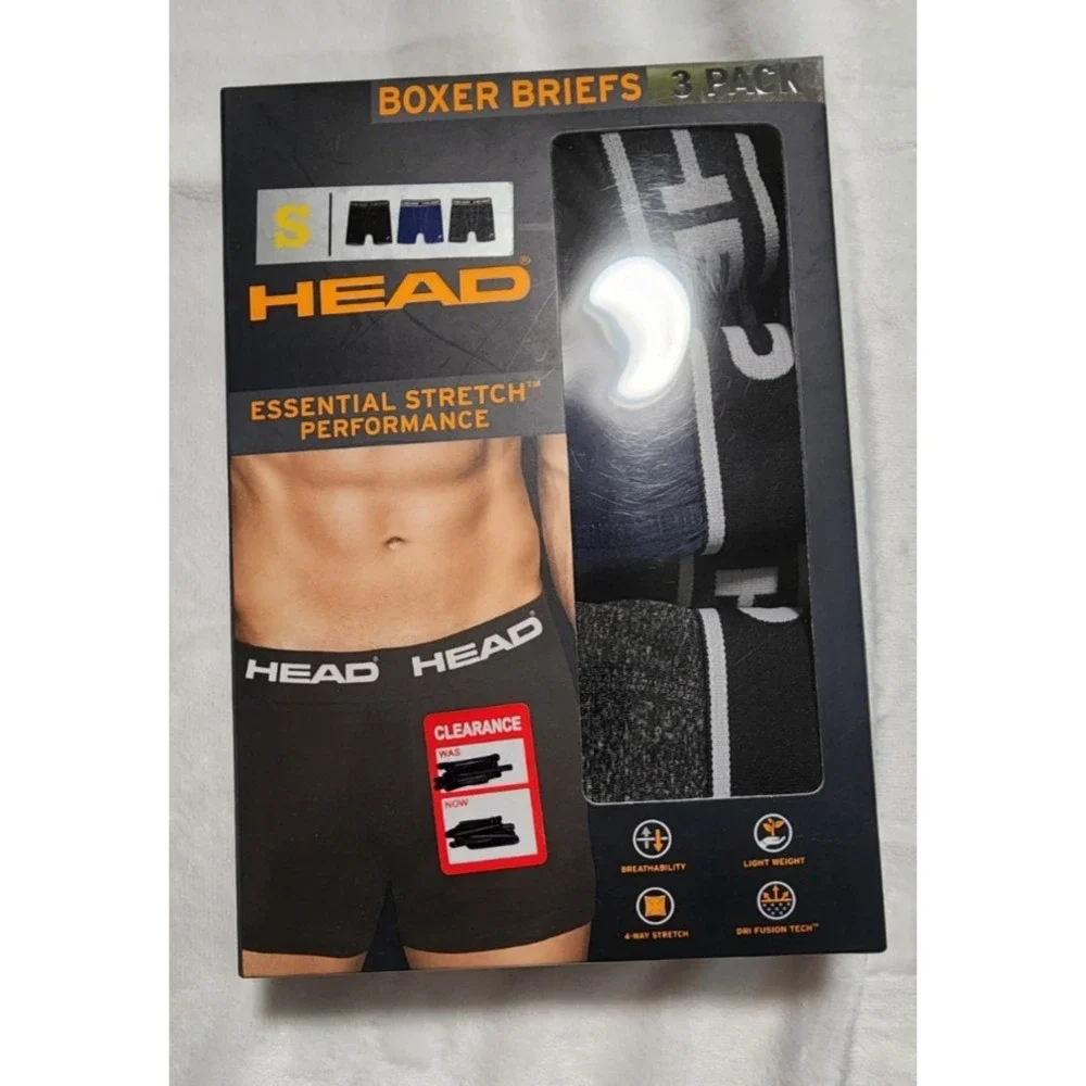 HEAD‎ Men's Cotton Essentials Breathable Boxer Briefs 3 pack Size Small NEW